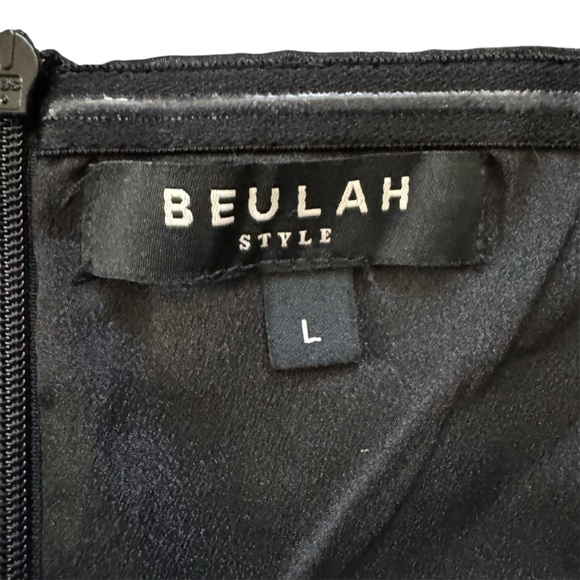 Beulah Style Black Off Shoulder Satin Midi Dress Puff Sleeves - Picture 14 of 16